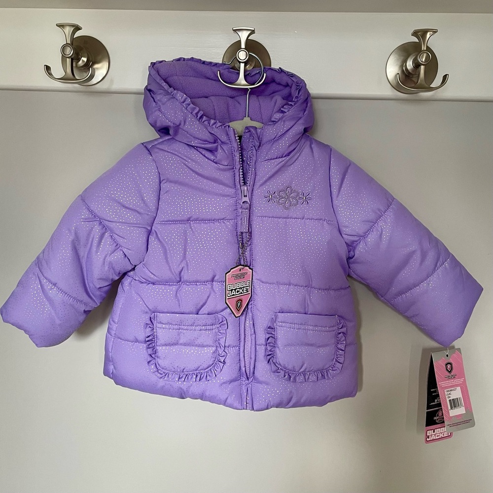 NWT Baby Girls’ Purple Bubble Jacket – Protection System – Size 12M